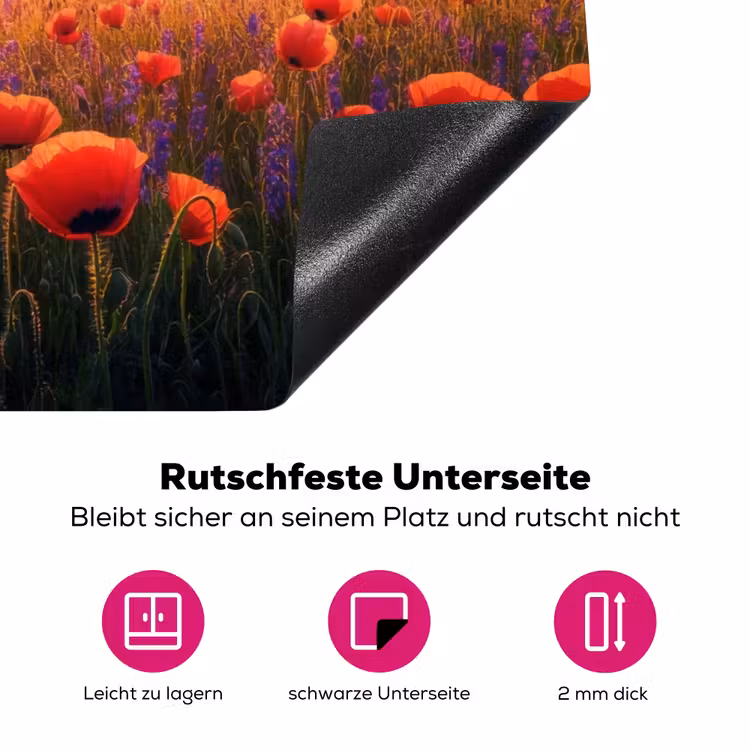 Landschap - Zonsondergang - Bloemenveld Inductie beschermer vinyl 3mm klein -zzzzzzz-lf-onderkant