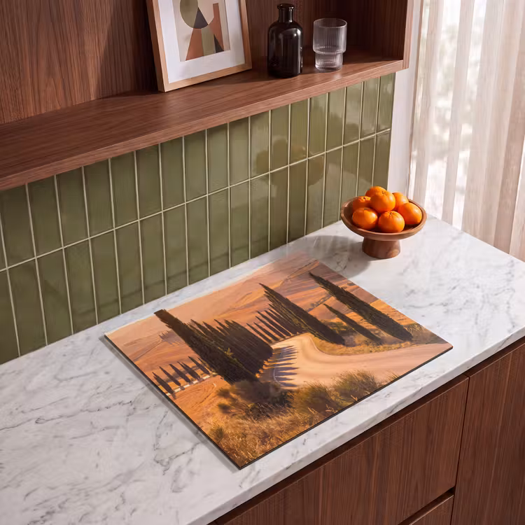 Landschap - Weg - Bomen - Natuur - Goud Inductie beschermer vinyl 3mm middel -sfeer8