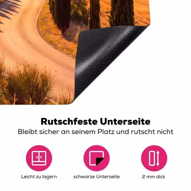 Landschap - Weg - Bomen - Natuur - Goud Inductie beschermer vinyl 3mm middel -zzzzzzz-lf-onderkant