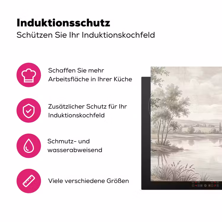 Landschap - Water - Natuur - Sepia Inductie beschermer vinyl 3mm klein -zzzzzzz-lf-ups