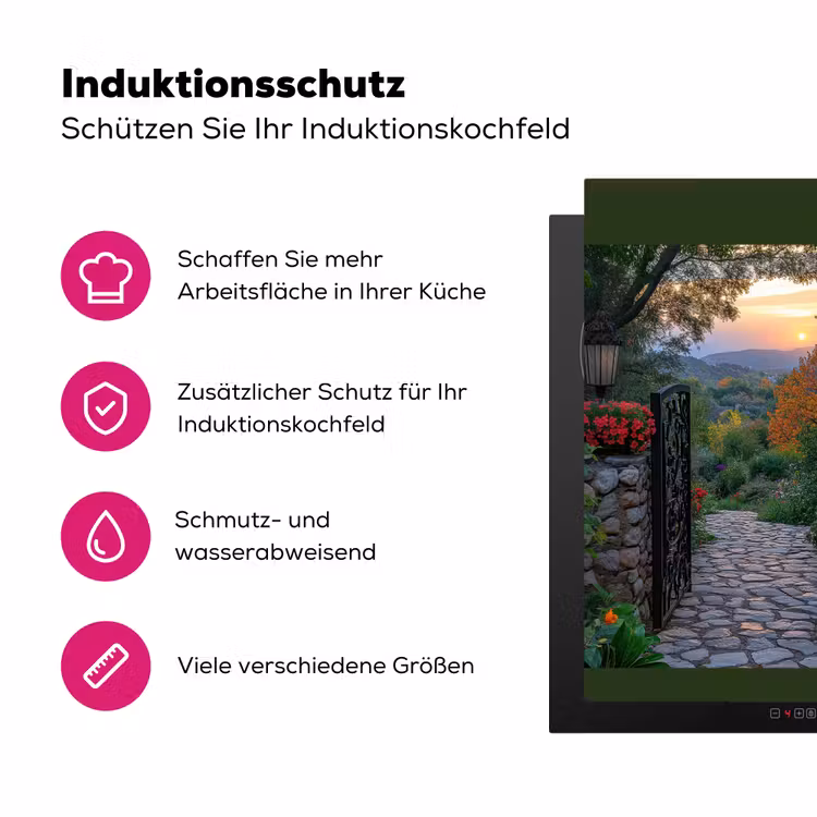 Landschap - Hek - Pad - Zonsondergang - Natuur Inductie beschermer vinyl 3mm middel -zzzzzzz-lf-ups