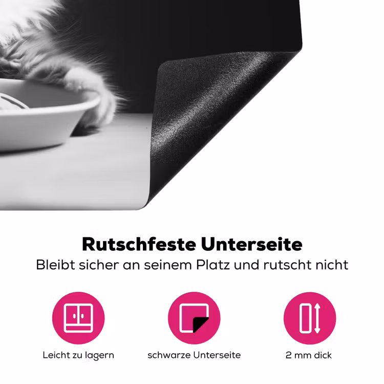 Langharige kat - Zonnebril - Spaghetti - Humor - Zwart - wit Inductie beschermer vinyl 3mm klein -zzzzzzz-lf-onderkant