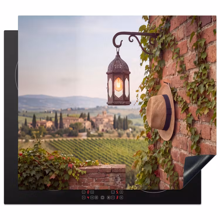 Lantaarn - Wijngaard - Landschap - Italiaans Inductie beschermer vinyl 3mm middel -3d
