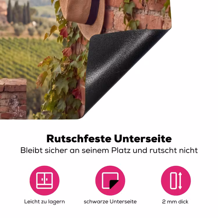 Lantaarn - Wijngaard - Landschap - Italiaans Inductie beschermer vinyl 3mm middel -zzzzzzz-lf-onderkant