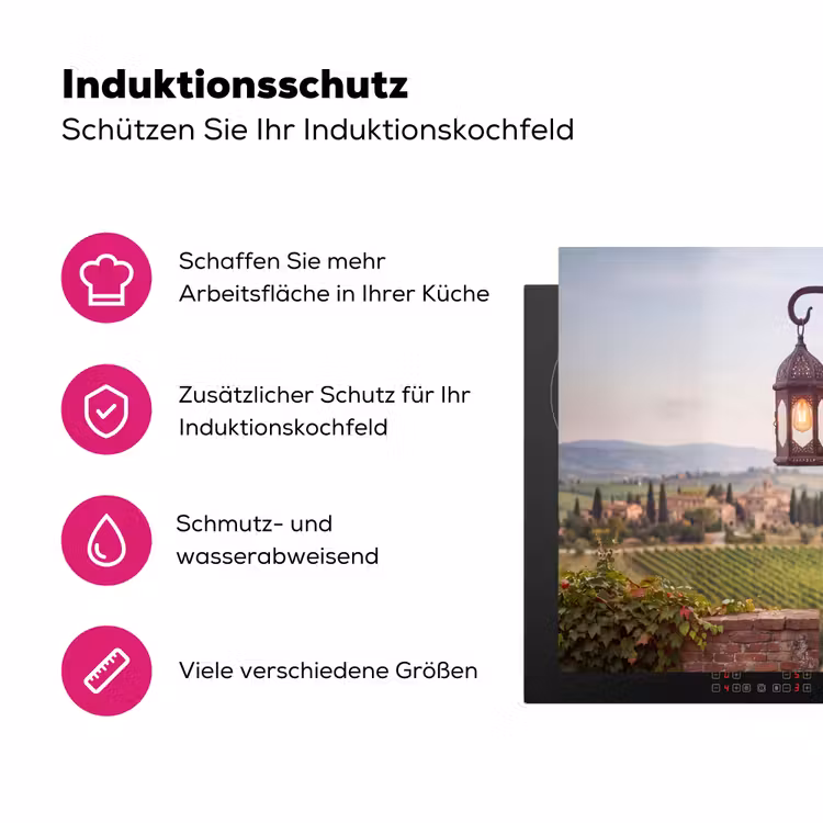 Lantaarn - Wijngaard - Landschap - Italiaans Inductie beschermer vinyl 3mm middel -zzzzzzz-lf-ups