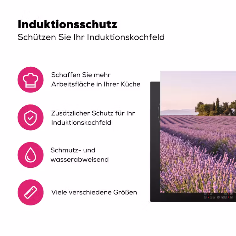 Lavendel - Landschap - Sereen - Paars Inductie beschermer vinyl 3mm klein -zzzzzzz-lf-ups