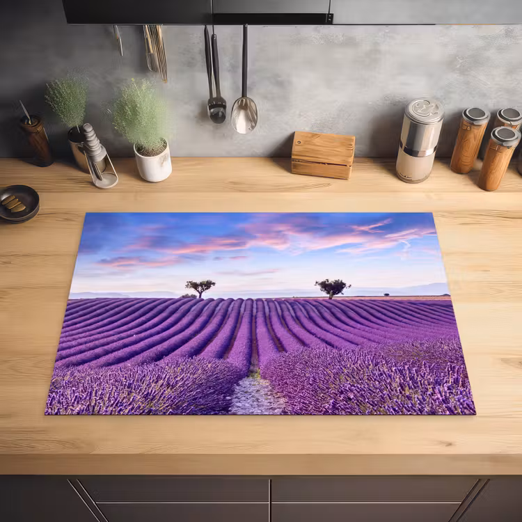 Lavendel - Natuur - Paars - Bomen - Bloemen Inductie beschermer vinyl 3mm klein -sfeer5
