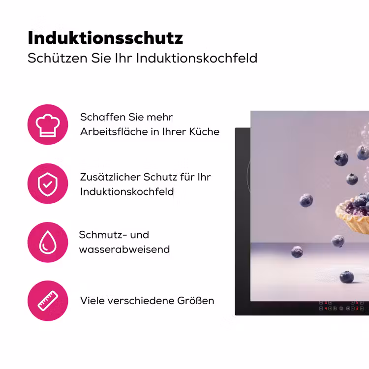 Eten - Taart - Bessen - Blauw Inductie beschermer vinyl 3mm klein -zzzzzzz-lf-ups
