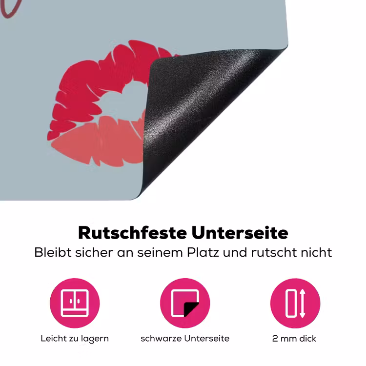 Kiss my ass - Lip - Blauw Inductie beschermer vinyl 3mm klein -zzzzzzz-lf-onderkant