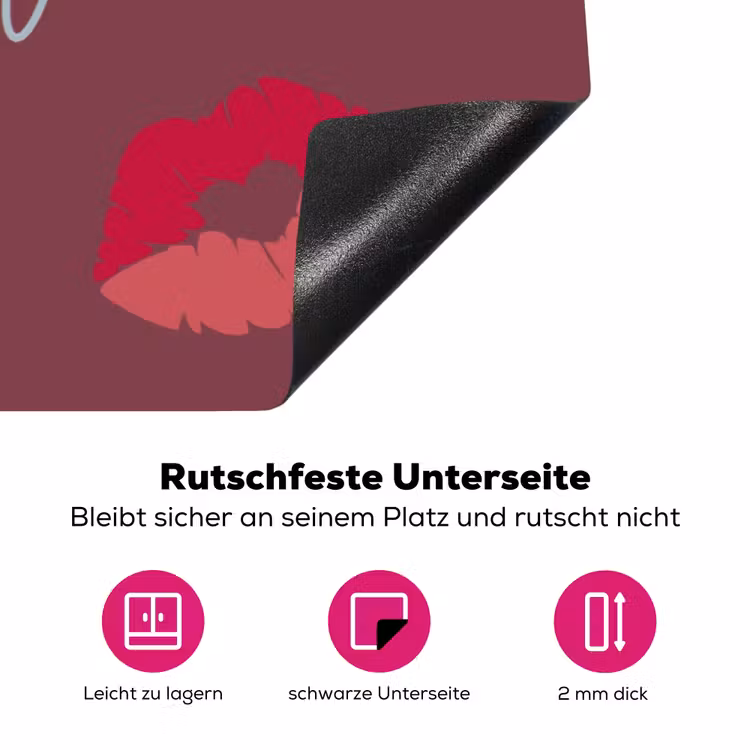 Kiss my ass - Lip - Bordeaux Inductie beschermer vinyl 3mm klein -zzzzzzz-lf-onderkant