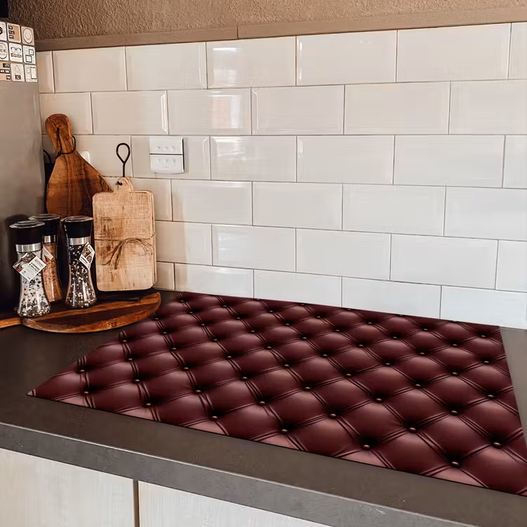Leer - Patroon - Bordeaux Inductie beschermer vinyl 3mm klein 276 -sfeer3