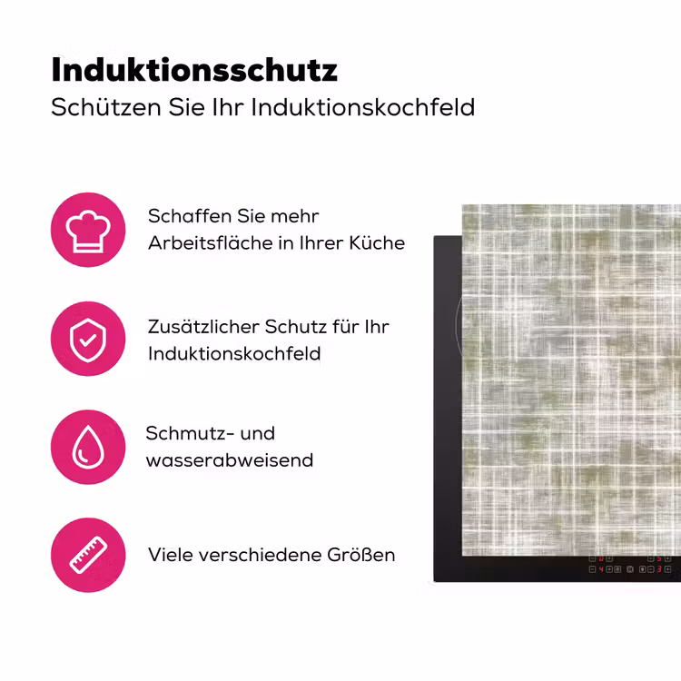 Linnen - Patroon - Groen Inductie beschermer vinyl 3mm klein 276 -zzzzzzz-lf-ups