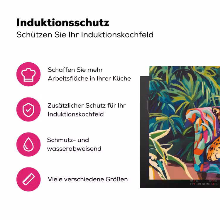 Luipaard - Kleurrijk - Tropisch Inductie beschermer vinyl 3mm klein -zzzzzzz-lf-ups