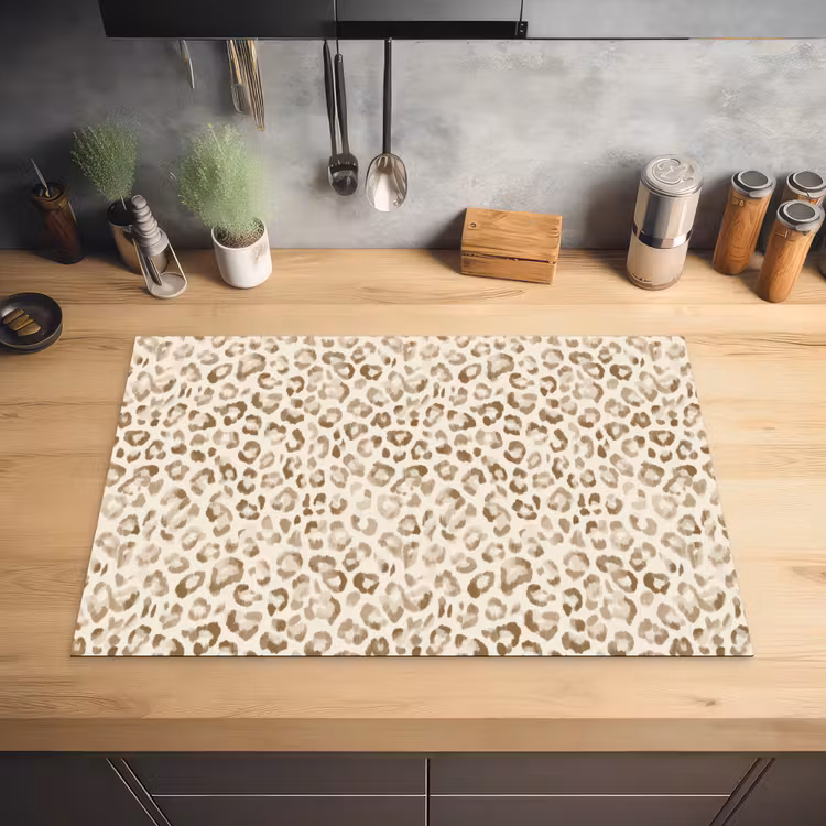 Luipaard - Klassiek - Beige Inductie beschermer vinyl 3mm klein 276 -sfeer5