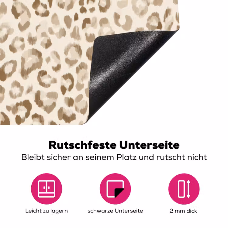 Luipaard - Klassiek - Beige Inductie beschermer vinyl 3mm klein 276 -zzzzzzz-lf-onderkant