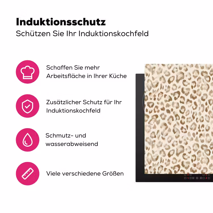 Luipaard - Klassiek - Beige Inductie beschermer vinyl 3mm klein 276 -zzzzzzz-lf-ups