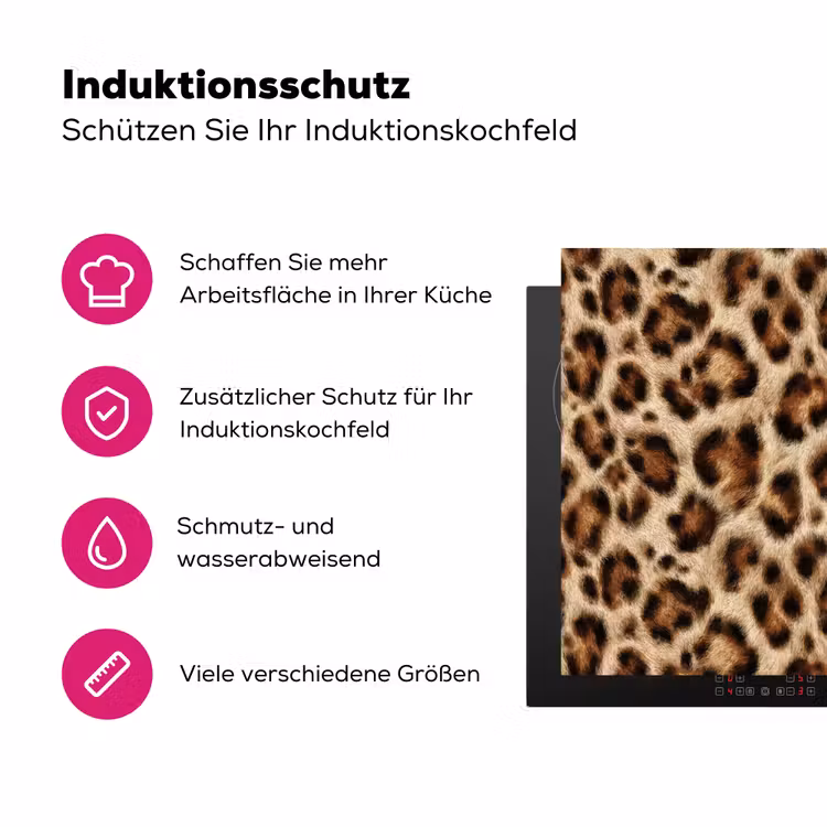 Luipaard - Vacht - Bruin Inductie beschermer vinyl 3mm klein 276 -zzzzzzz-lf-ups
