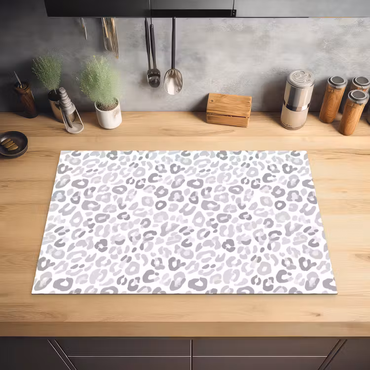 Luipaard - Motief - Grijs Inductie beschermer vinyl 3mm klein 276 -sfeer5