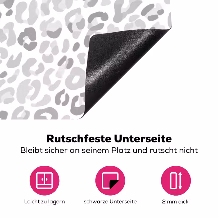 Luipaard - Motief - Grijs Inductie beschermer vinyl 3mm klein 276 -zzzzzzz-lf-onderkant