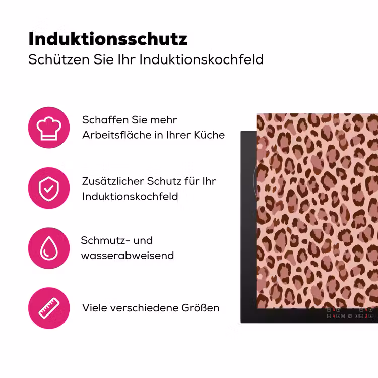 Luipaard - Patroon - Roze Inductie beschermer vinyl 3mm klein 276 -zzzzzzz-lf-ups