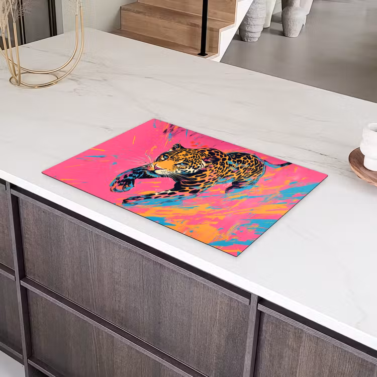 Luipaard - Roze - Oranje - Blauw - Verf Inductie beschermer vinyl 3mm klein -sfeer8