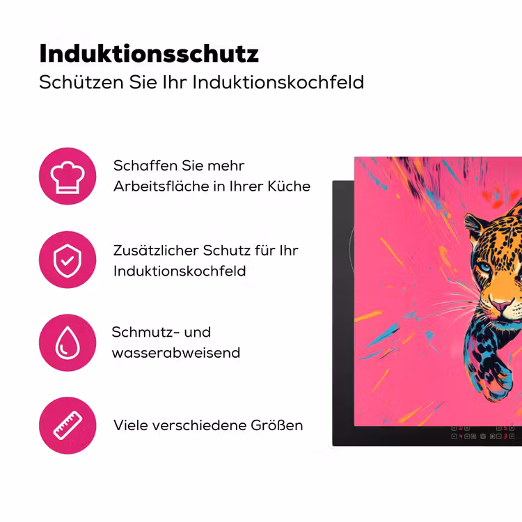 Luipaard - Roze - Oranje - Blauw - Verf Inductie beschermer vinyl 3mm klein -zzzzzzz-lf-ups