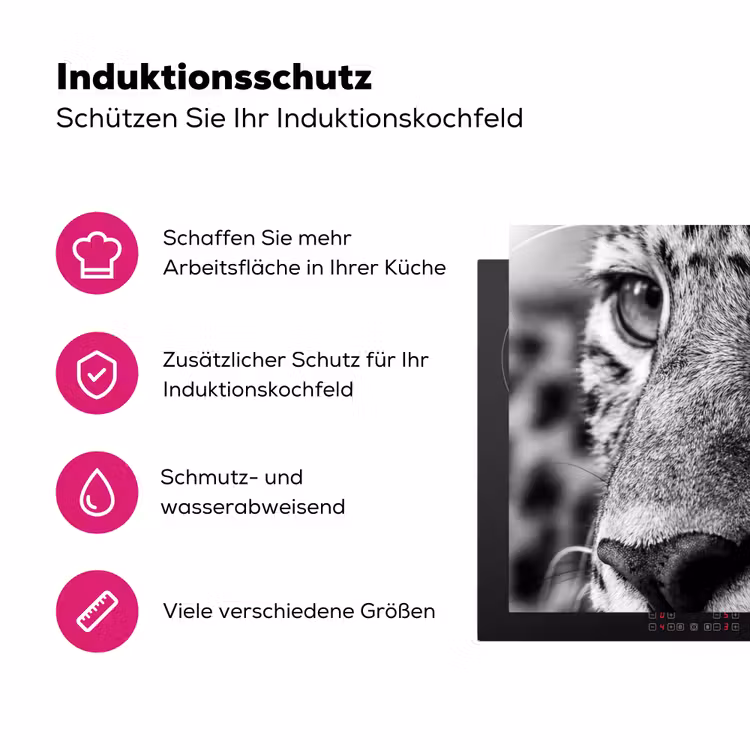 Luipaard - Zwart - Wit - Oog Inductie beschermer vinyl 3mm klein -zzzzzzz-lf-ups