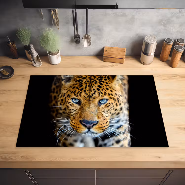 Luipaard - Dieren - Portret - Wilde dieren - Zwart Inductie beschermer vinyl 3mm klein -sfeer5