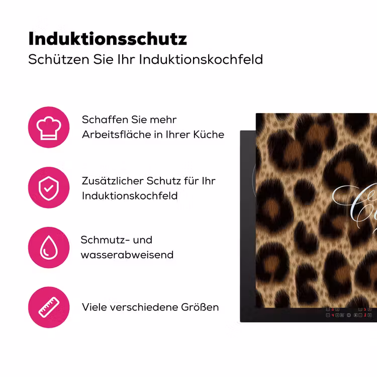Luipaardprint - Bruin - Courage - Sierlijk Inductie beschermer vinyl 3mm klein -zzzzzzz-lf-ups