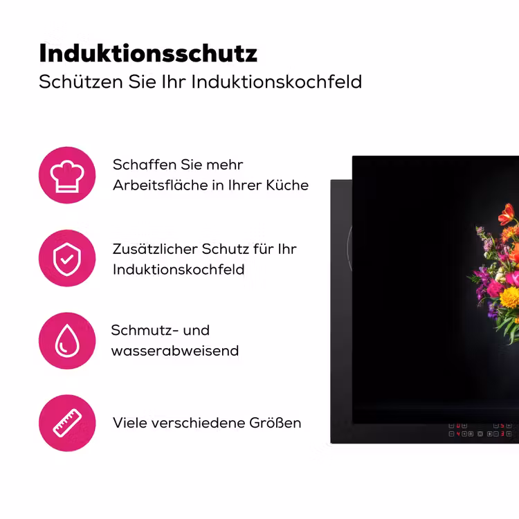 Felgekleurd - Bloemen - Vaas Inductie beschermer vinyl 3mm klein -zzzzzzz-lf-ups
