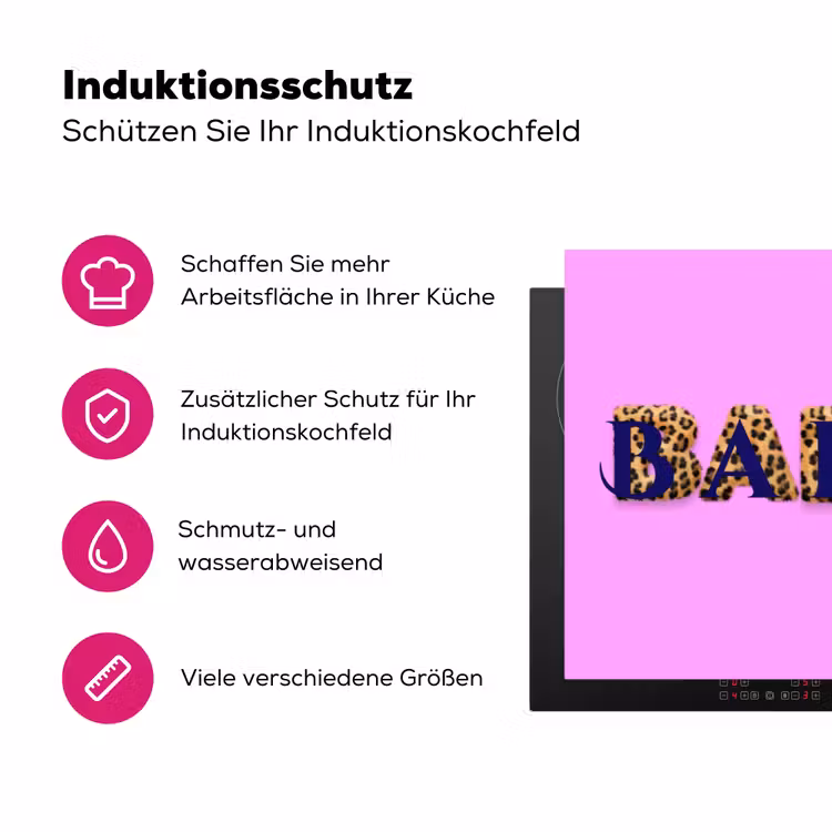 Felroze - Badass - Panterprint - Schaduw Inductie beschermer vinyl 3mm klein -zzzzzzz-lf-ups