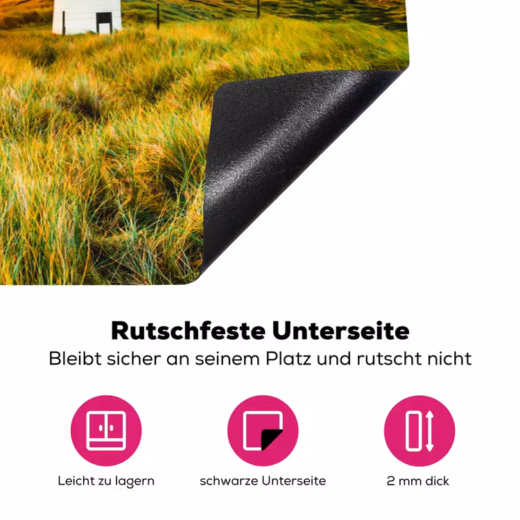 Vuurtoren - Natuur - Zon - Landschap - Gras - Strand - Zee Inductie beschermer vinyl 3mm klein -zzzzzzz-lf-onderkant