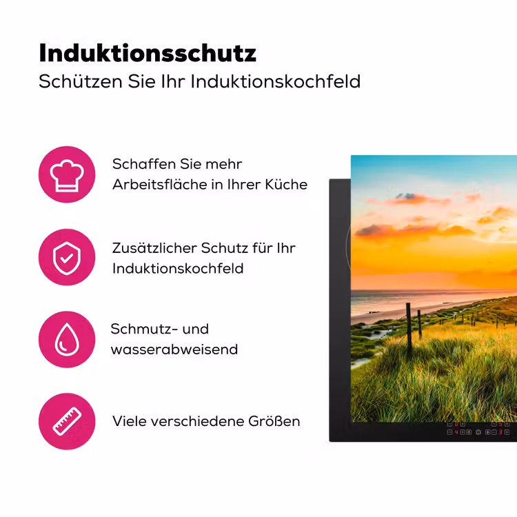 Vuurtoren - Natuur - Zon - Landschap - Gras - Strand - Zee Inductie beschermer vinyl 3mm klein -zzzzzzz-lf-ups