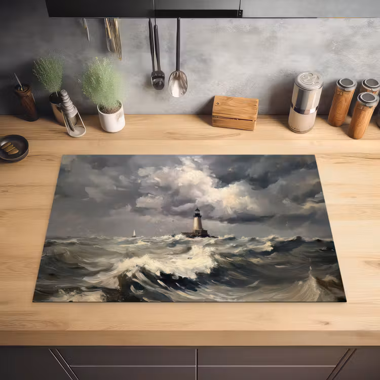 Vuurtoren - Golven - Storm Inductie beschermer vinyl 3mm klein -sfeer5