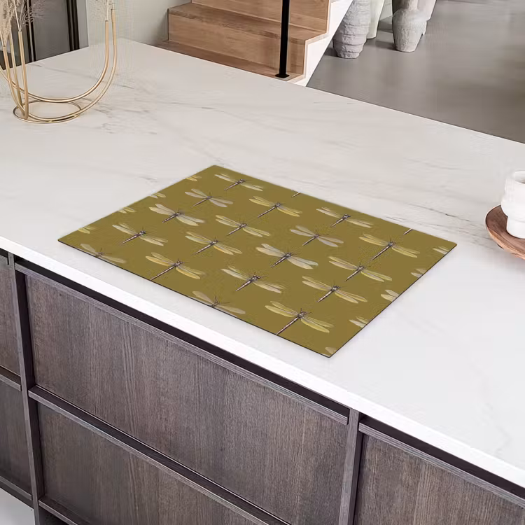 Libellen - Patroon - Groen Inductie beschermer vinyl 3mm klein 276 -sfeer8