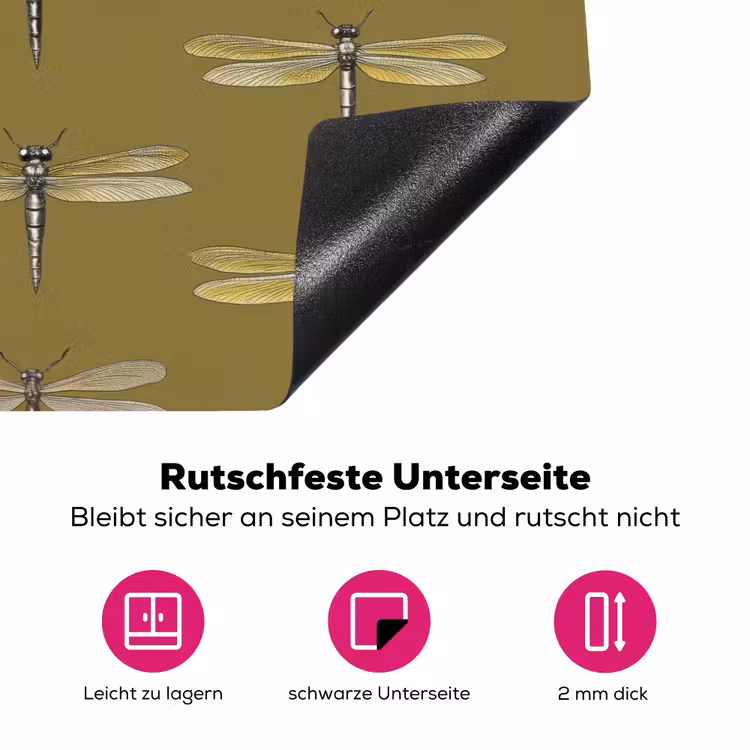 Libellen - Patroon - Groen Inductie beschermer vinyl 3mm klein 276 -zzzzzzz-lf-onderkant