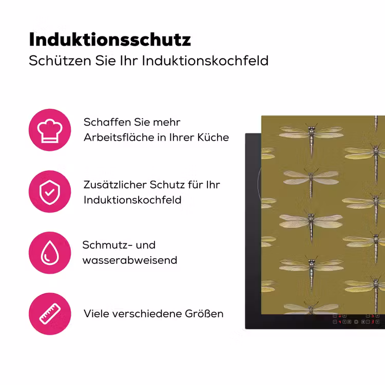 Libellen - Patroon - Groen Inductie beschermer vinyl 3mm klein 276 -zzzzzzz-lf-ups