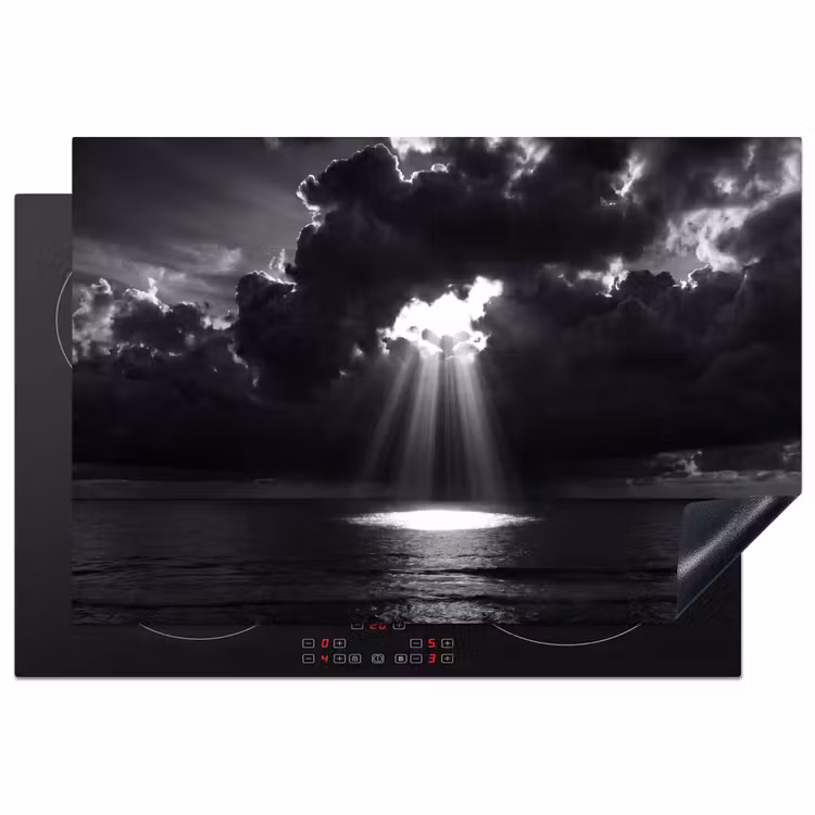 Licht - Wolken - Zee - Zwart-wit - Natuur Inductie beschermer vinyl 3mm klein -3d
