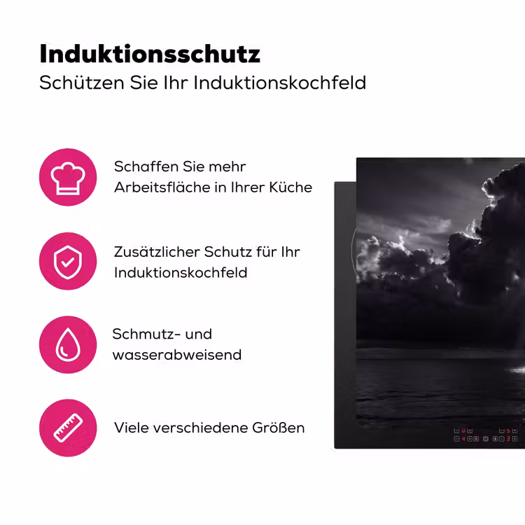 Licht - Wolken - Zee - Zwart-wit - Natuur Inductie beschermer vinyl 3mm klein -zzzzzzz-lf-ups
