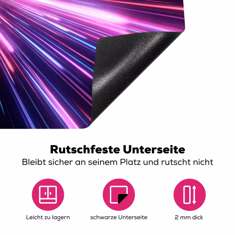 Lichtsnelheid - Ruimte - Roze - Paars Inductie beschermer vinyl 3mm klein -zzzzzzz-lf-onderkant