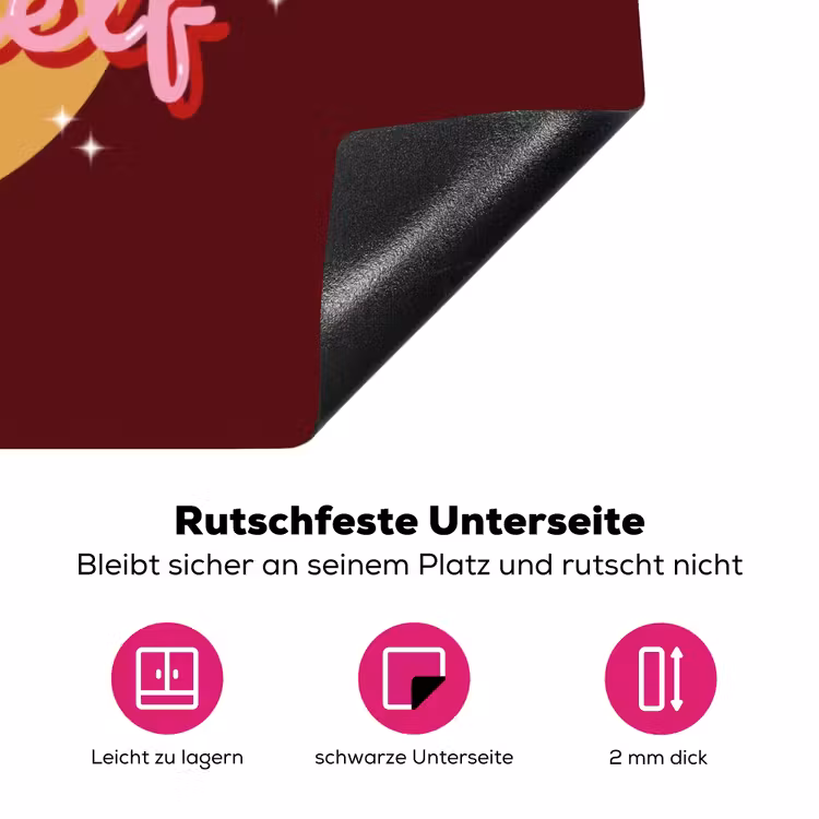 love your damn self - Cirkel - Glitter - Rood Inductie beschermer vinyl 3mm klein -zzzzzzz-lf-onderkant