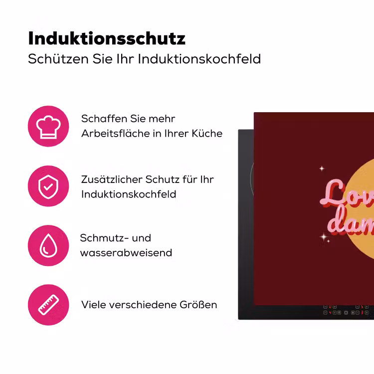love your damn self - Cirkel - Glitter - Rood Inductie beschermer vinyl 3mm klein -zzzzzzz-lf-ups