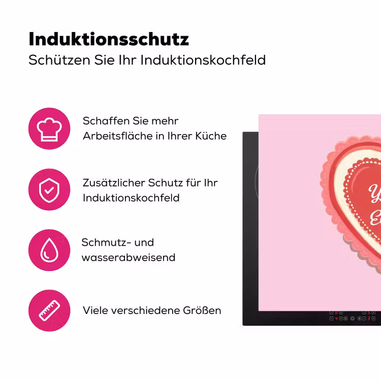 Liefde - Hart - Valentijn Inductie beschermer vinyl 3mm klein -zzzzzzz-lf-ups