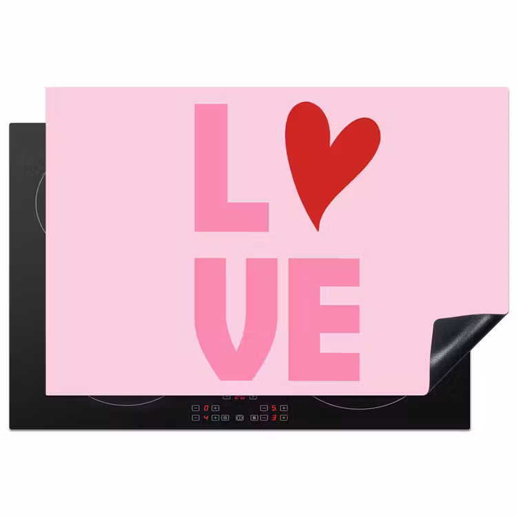 Love - Roze - Hart - Valentijn Inductie beschermer vinyl 3mm klein -3d