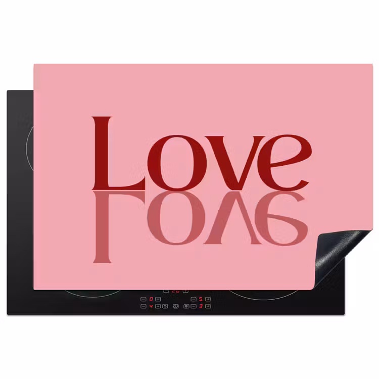 Love - Roze - Spiegeling Inductie beschermer vinyl 3mm klein -3d