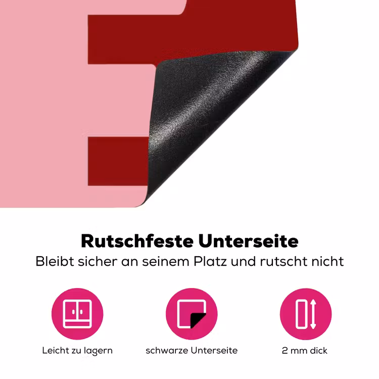 Love - Rood - Blokletters Inductie beschermer vinyl 3mm klein -zzzzzzz-lf-onderkant