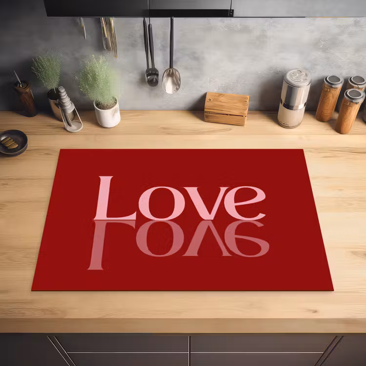 Love - Spiegeling - Rood Inductie beschermer vinyl 3mm klein -sfeer5