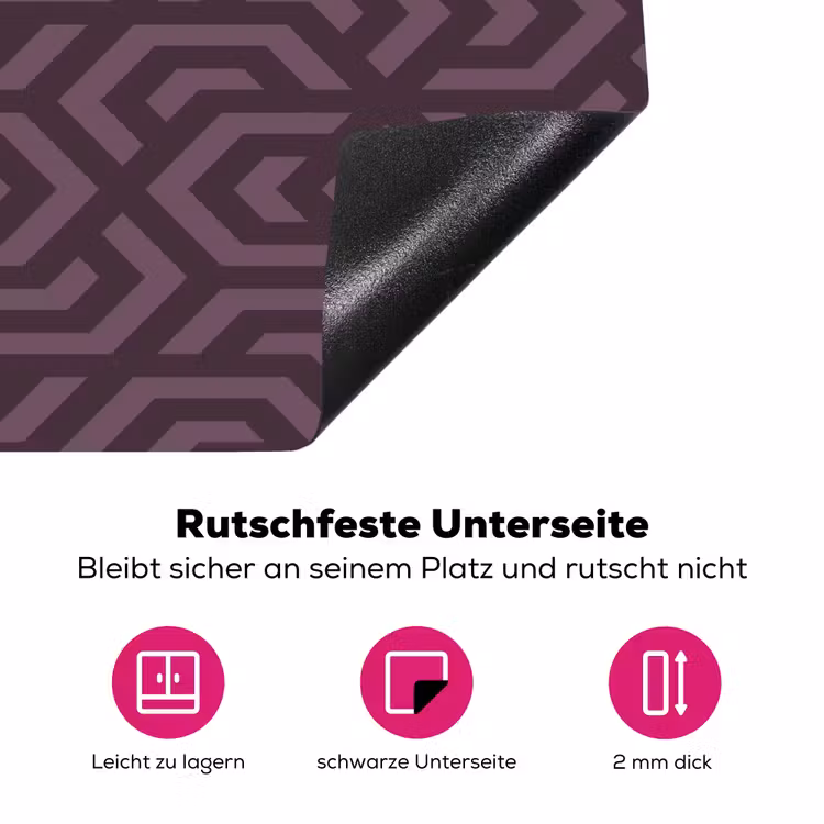Paars - Geometrisch - Patroon - Donker Inductie beschermer vinyl 3mm klein 276 -zzzzzzz-lf-onderkant