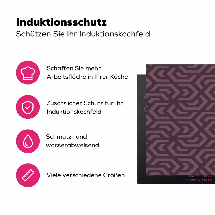 Paars - Geometrisch - Patroon - Donker Inductie beschermer vinyl 3mm klein 276 -zzzzzzz-lf-ups