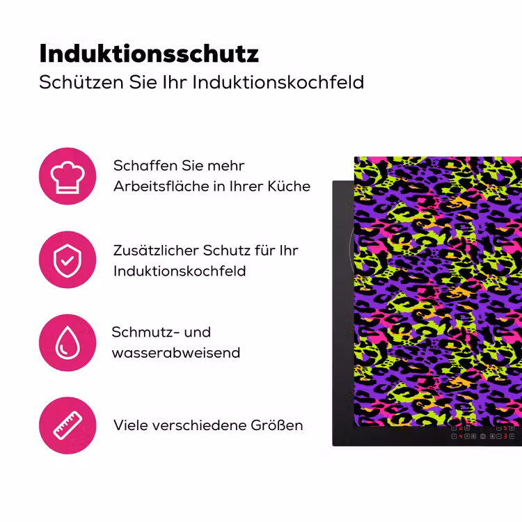 Paars - Neon - Dieren - Panter Inductie beschermer vinyl 3mm klein 276 -zzzzzzz-lf-ups